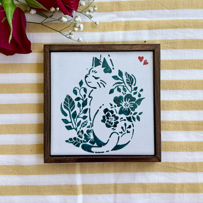 Cat and Blooms Coaster